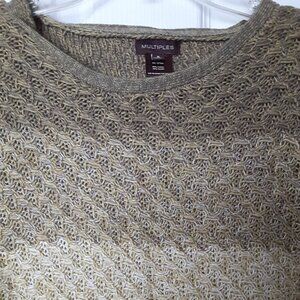 Multiples Size Small 3 Tone Green 3/4" Sleeve Sweater.